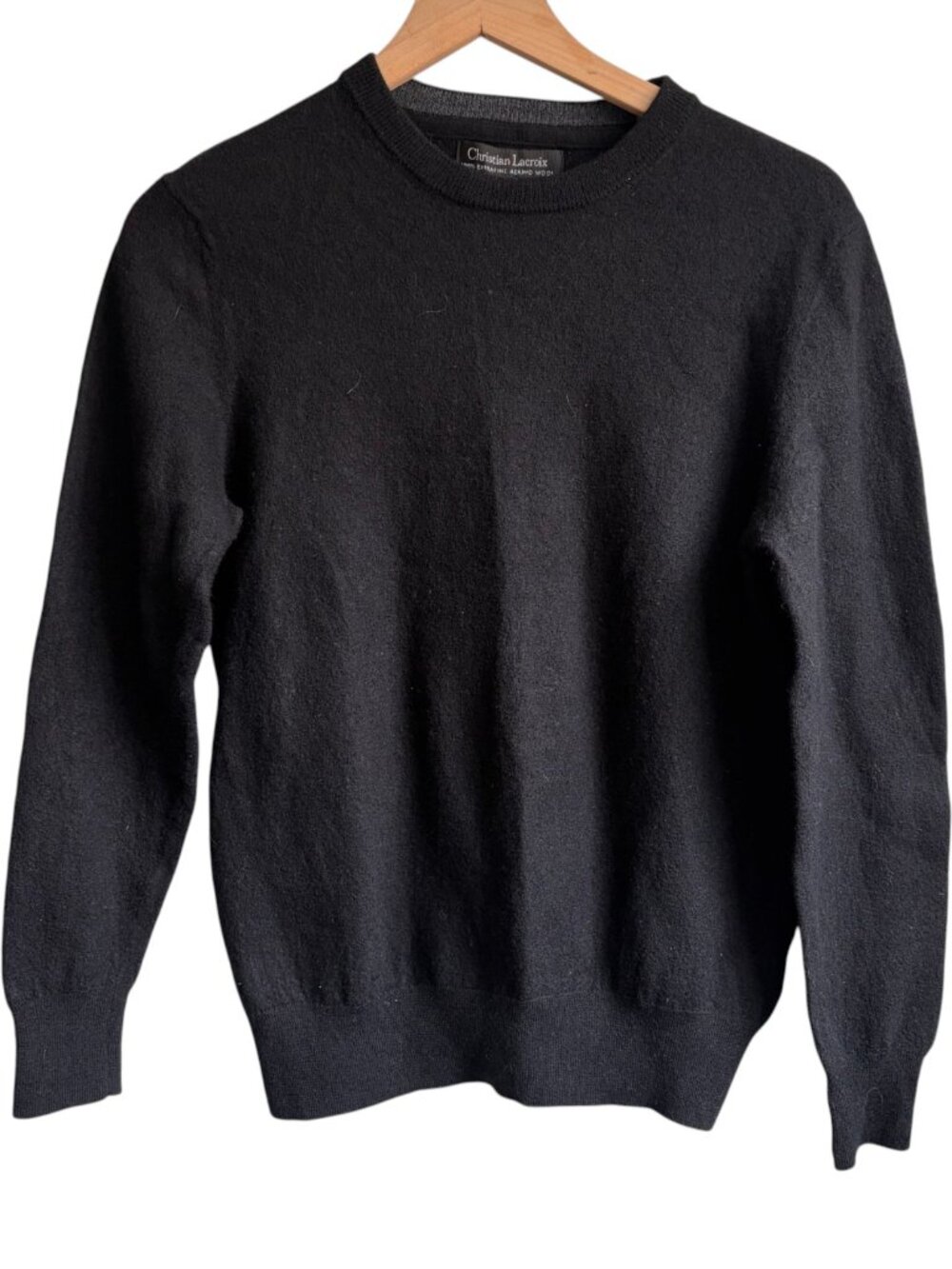 Christian Lacroix Women’s Black‎ Merino Wool Crewneck Sweater Large